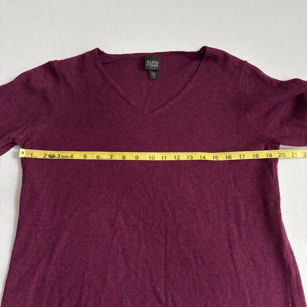 Eileen Fisher Wool Rabit Hair Cashmere Sweater Womens LP Burgundy V Neck Soft - Picture 5 of 6